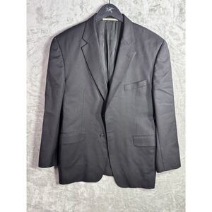 Vintage Burberry 100% Wool Blazer Sport Coat Black Mens 44R USA Utility Office